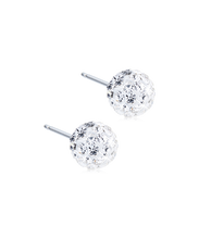 Load image into Gallery viewer, Natural Titanium Crystal Ball Cubic Zirconia Earrings 6mm
