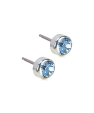 Load image into Gallery viewer, Silver Titanium Bezel Crystal Earrings
