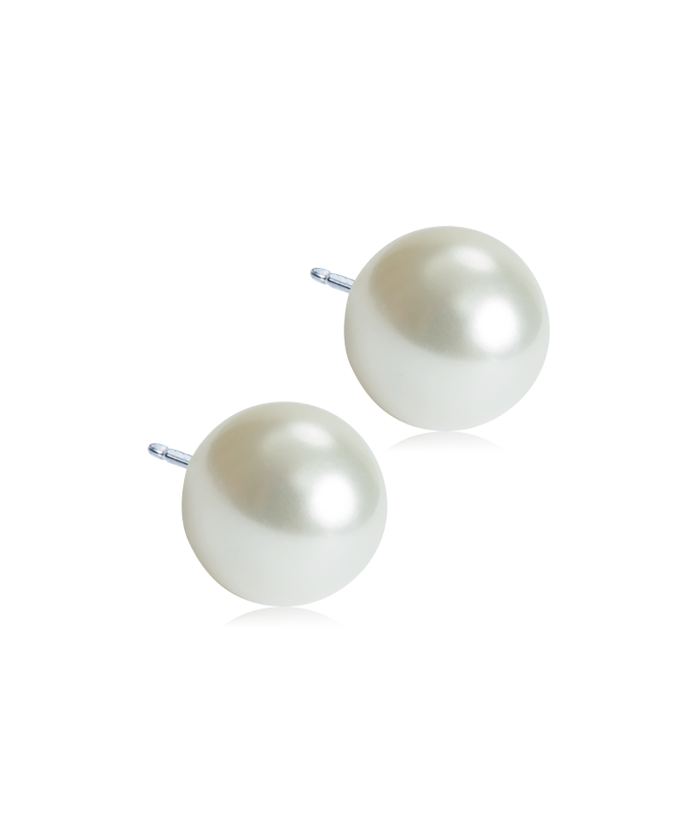 Natural Titanium Pearl Earrings 12mm, White